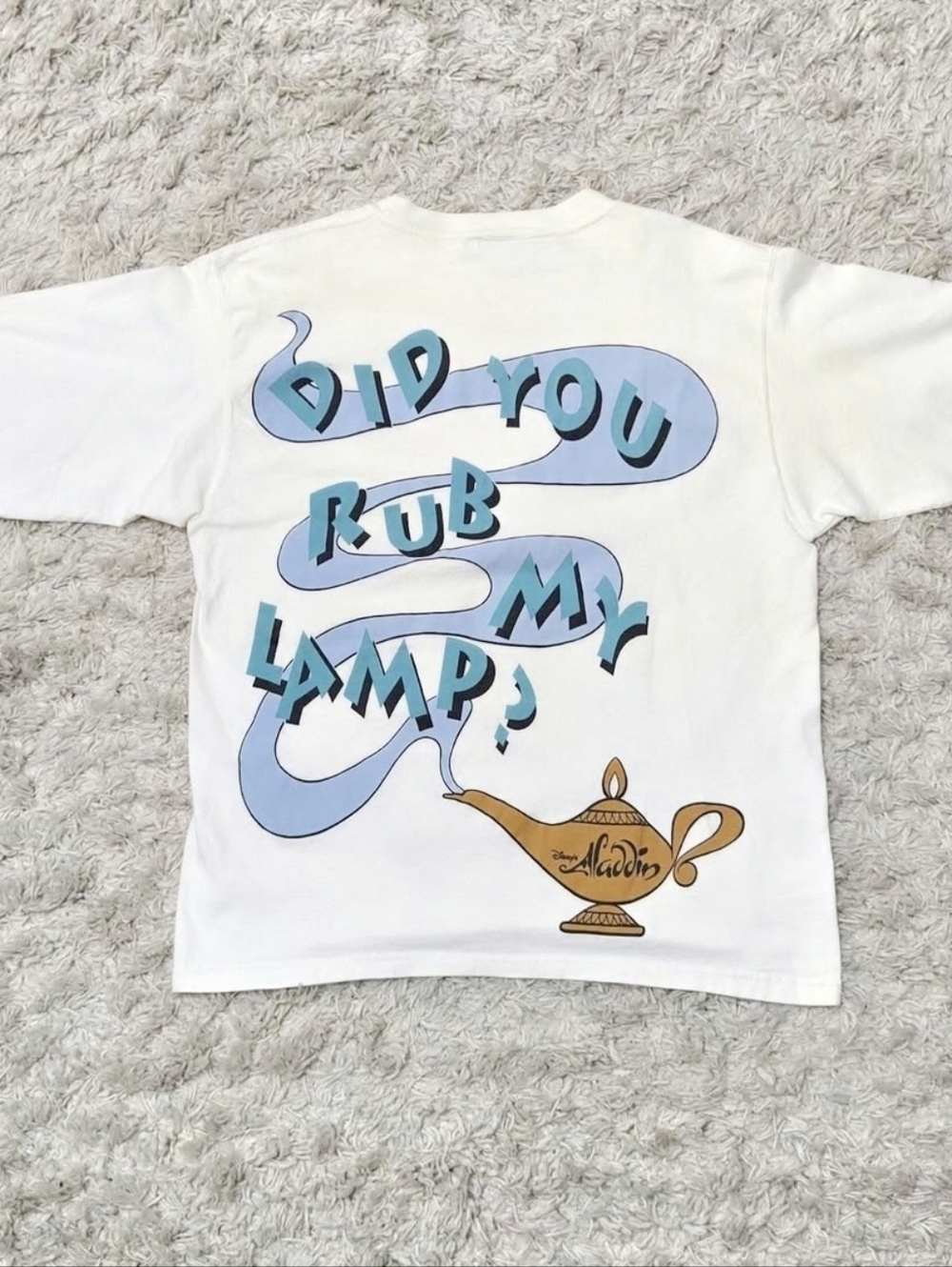 VTG 90s Aladdin Genie "Did You Rub My Lamp" AOP Tee L *RARE* - Picture 2 of 5